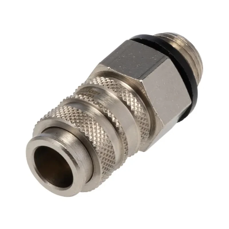 RS PRO Brass Pneumatic Quick Connect Coupling 1/4 in Male G Single Shut Off with Valve 667-1844
