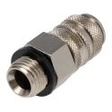 RS PRO Brass Pneumatic Quick Connect Coupling 1/4 in Male G Single Shut Off with Valve 667-1844