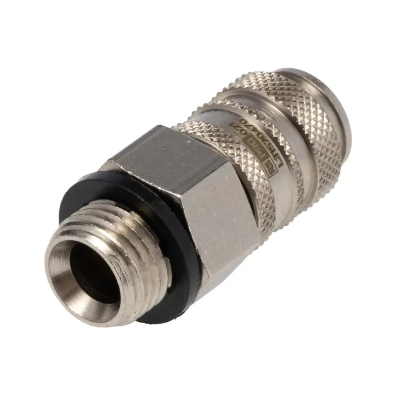 RS PRO Brass Pneumatic Quick Connect Coupling 1/4 in Male G Single Shut Off with Valve 667-1844