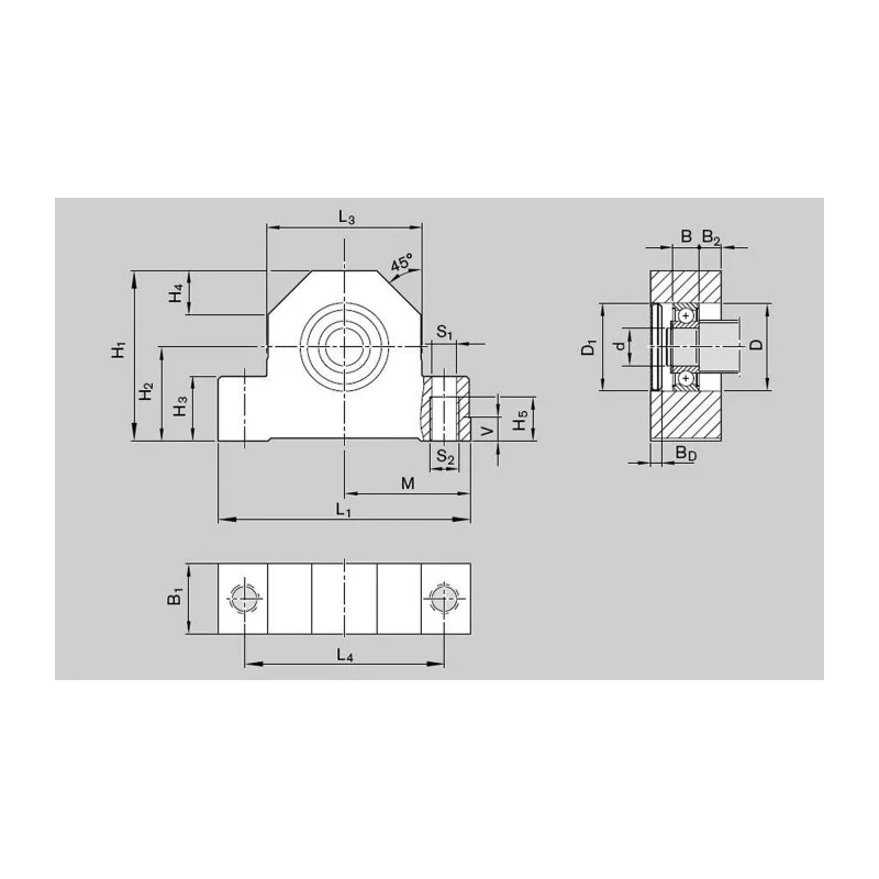 Bosch Rexroth Steel Pillow Block Bearing SEB-L Series, Centre Height 32mm, Length 86mm, Depth 30mm, Height R1591 610 20