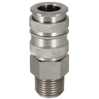 RS PRO Brass Steel Pneumatic Quick Connect Coupling 1/2 in Male G Single Shut Off Valve 667-2046