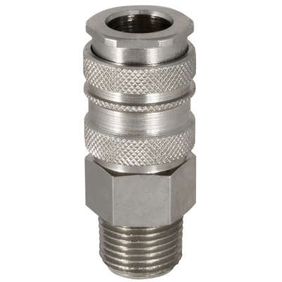 RS PRO Brass Steel Pneumatic Quick Connect Coupling 1/2 in Male G Single Shut Off Valve 667-2046