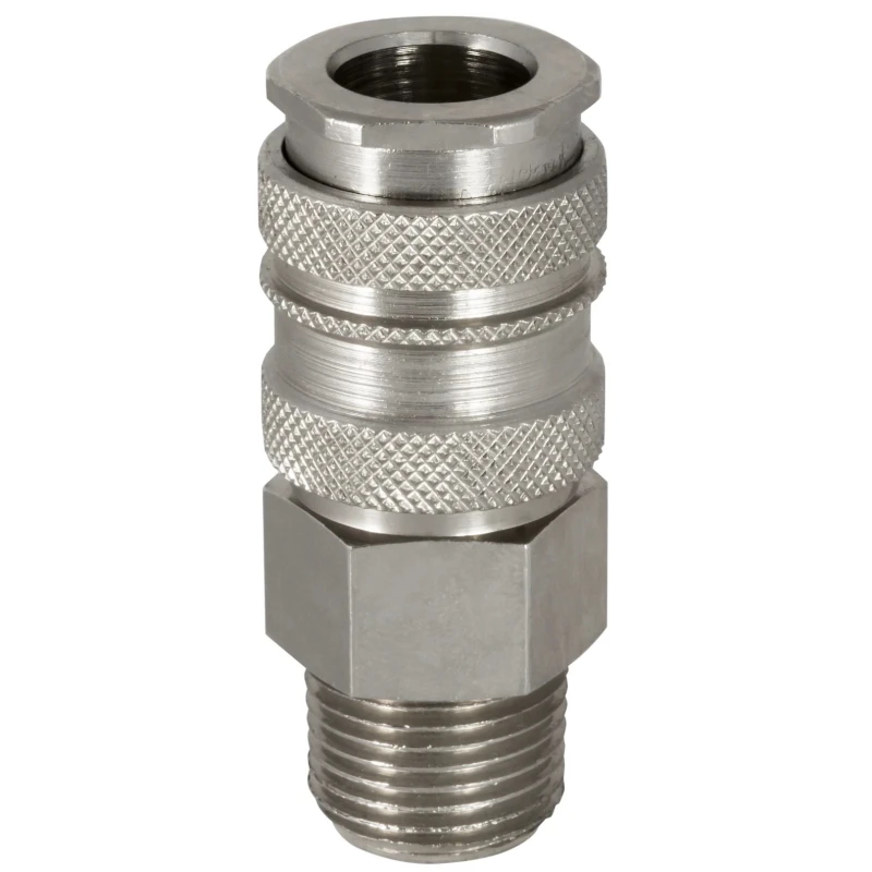 RS PRO Brass Steel Pneumatic Quick Connect Coupling 1/2 in Male G Single Shut Off Valve 667-2046
