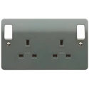 MK Electric 13A Grey 2 Gang Switched Indoor Plug Socket Type G British K2746 GRA