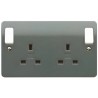 MK Electric 13A Grey 2 Gang Switched Indoor Plug Socket Type G British K2746 GRA