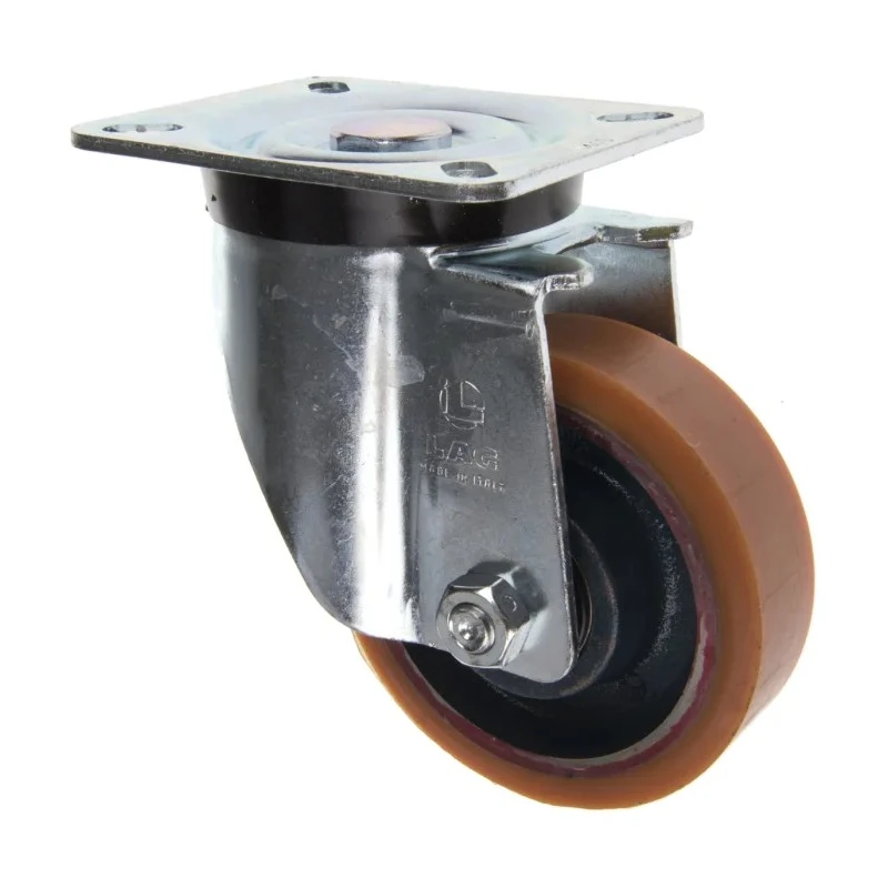 LAG Swivel Castor, 300 kg Load Capacity, 100 mm Polyurethane Wheel, Galvanised Steel Frame, Ball Bearing Hub 23603