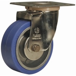 LAG Swivel Castor 100 kg Capacity 100 mm Wheel Rubber, Ball Bearing, Die Cast Aluminium Hub 27107PF