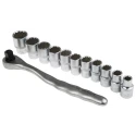 RS PRO Industrial 12-Piece 1/2 in Chrome Vanadium Steel Shallow Socket Set 668-5792
