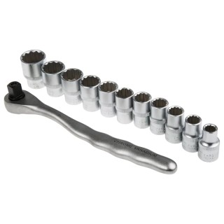 RS PRO Industrial 12-Piece 1/2 in Chrome Vanadium Steel Shallow Socket Set 668-5792