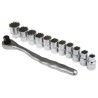 RS PRO Industrial 12-Piece 1/2 in Chrome Vanadium Steel Shallow Socket Set 668-5792