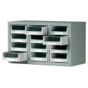 RS PRO Drawer Storage Unit Steel Cabinet 12 Drawers 350 mm Height x 586 mm Width x 290 mm Depth Grey 669-3793