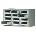 RS PRO Drawer Storage Unit Steel Cabinet 12 Drawers 350 mm Height x 586 mm Width x 290 mm Depth Grey 669-3793