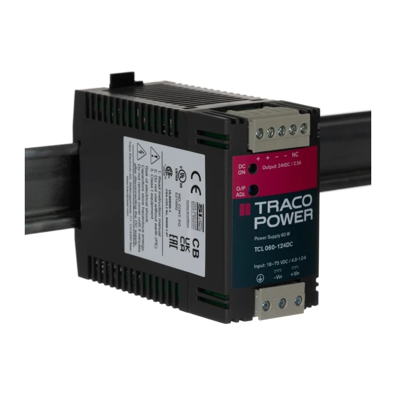 TRACOPOWER TCL-DC DC/DC Converter 24V DC 2.5A Output 18-75V DC Input -25°C to 70°C TCL 060-124 DC