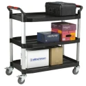 RS PRO 3 Thermoplastic Rubber Trolley, 3 Shelves, 866 mm Platform Length, 500 mm Platform Width, 200 kg Load 669-3752