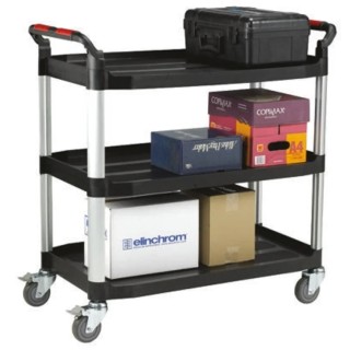 RS PRO 3 Thermoplastic Rubber Trolley, 3 Shelves, 866 mm Platform Length, 500 mm Platform Width, 200 kg Load 669-3752