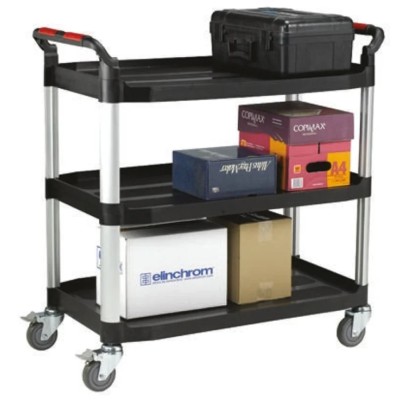 RS PRO 3 Thermoplastic Rubber Trolley, 3 Shelves, 866 mm Platform Length, 500 mm Platform Width, 200 kg Load 669-3752