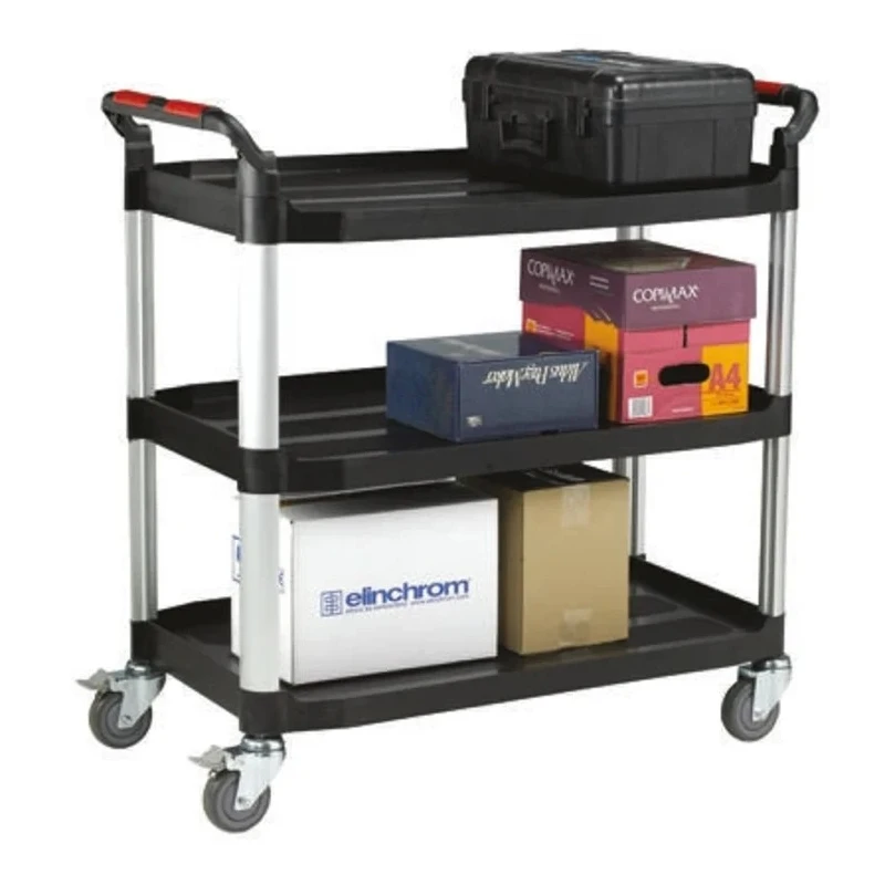 RS PRO 3 Thermoplastic Rubber Trolley, 3 Shelves, 866 mm Platform Length, 500 mm Platform Width, 200 kg Load 669-3752
