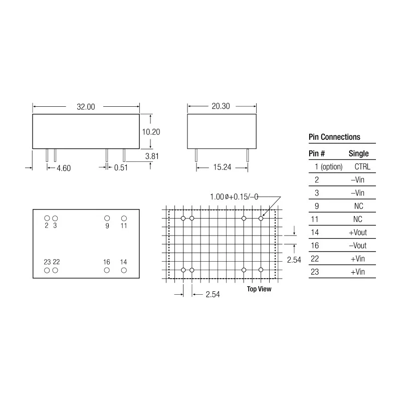 Recom DC/DC Converter 5V DC 600mA Output 3W Through Hole DIP Package 24V Max Input REC3