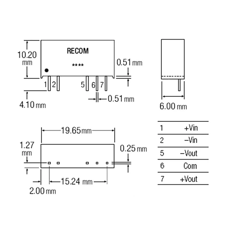 Recom RH Series 1W SIP Dual Output Medical Approved Isolated DC/DC Converter, 12V dc 42mA Output, 3kV DC Isolation RH-2412D
