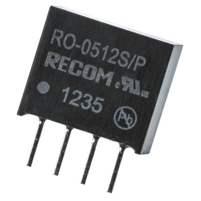 Recom DC/DC Converter, 12V DC Output, 83mA, 5V DC Input, 4.5V Input, 1W, Through Hole, SIP Package, Operating RO-0512S/P