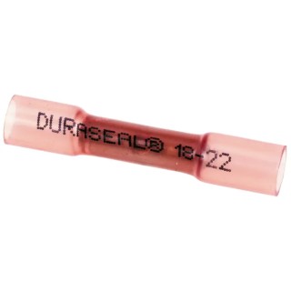 TE Connectivity DuraSeal Red Insulated Butt Splice Connector Tin Copper Contact Nylon Insulation 967398-000