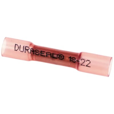 TE Connectivity DuraSeal Red Insulated Butt Splice Connector Tin Copper Contact Nylon Insulation 967398-000