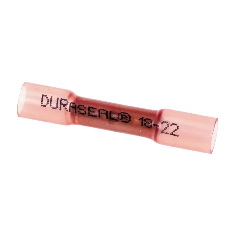 TE Connectivity DuraSeal Red Insulated Butt Splice Connector Tin Copper Contact Nylon Insulation 967398-000