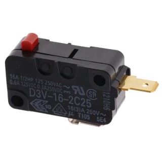 Omron Pin Plunger Micro Switch, Tab Terminal, 16A, SPST, IP40 D3V-16-2C25