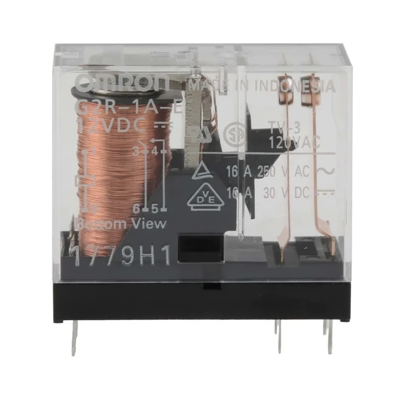 Omron PCB Power Relay 12V DC Coil, 16A Switching Current, SPST, Through Hole Terminal, G2R-1A-E DC12