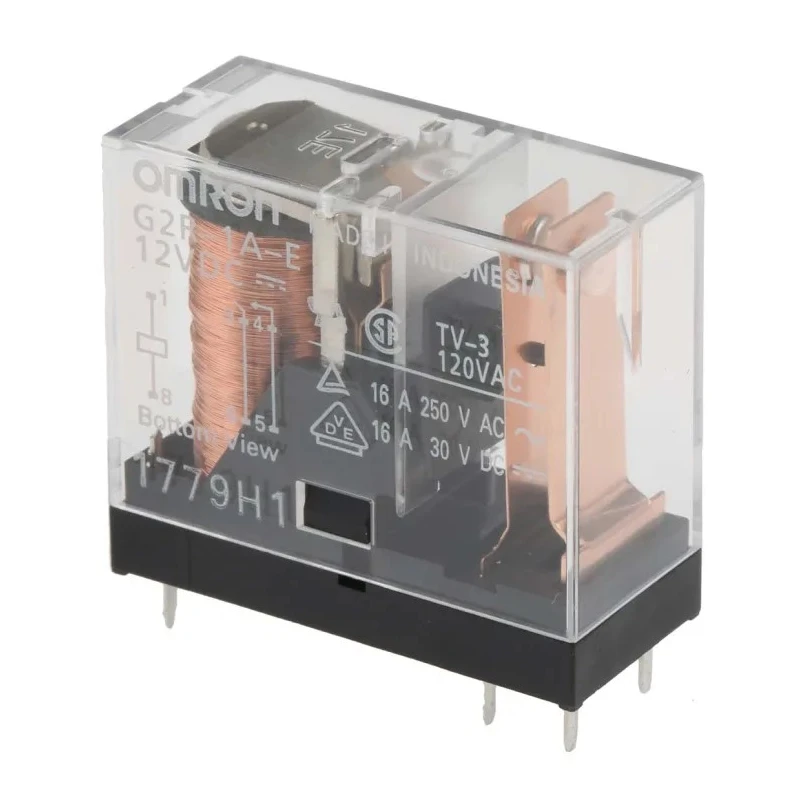 Omron PCB Power Relay 12V DC Coil, 16A Switching Current, SPST, Through Hole Terminal, G2R-1A-E DC12