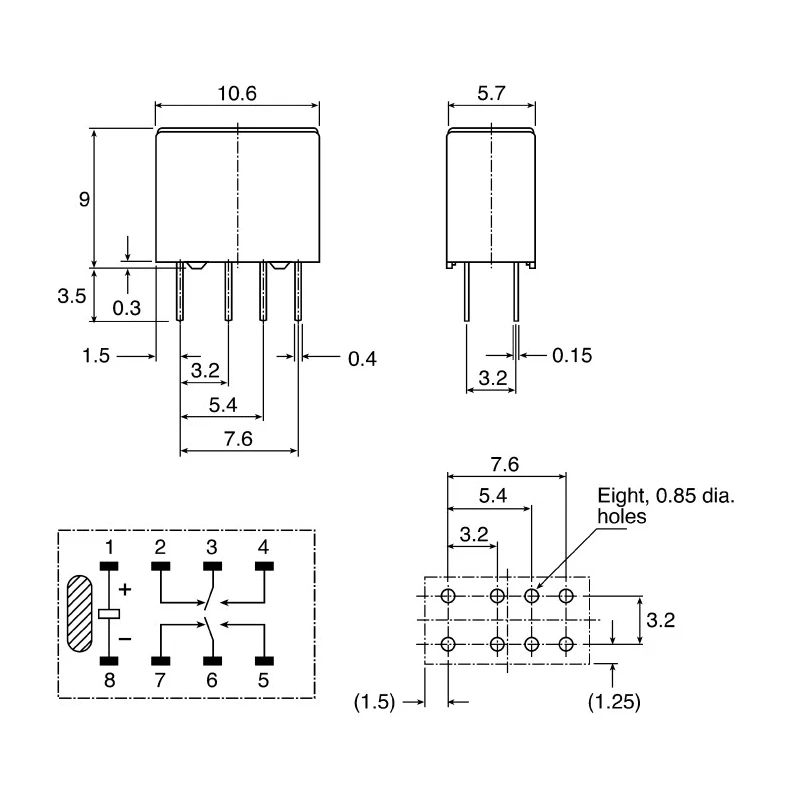 Omron Ultra Compact DPDT PCB Signal Relay 5V DC Coil 1A Switching Current G6J-2P-Y DC5