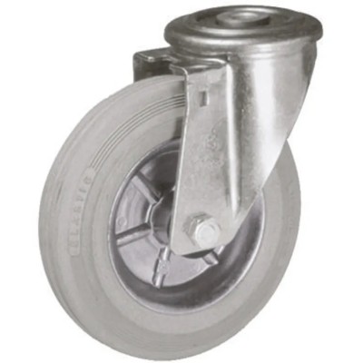LAG Swivel Castor with 100 mm Rubber Wheel, 80 kg Load Capacity, Steel Hub Roller Bearing, Medium Duty, Model 12658G FB