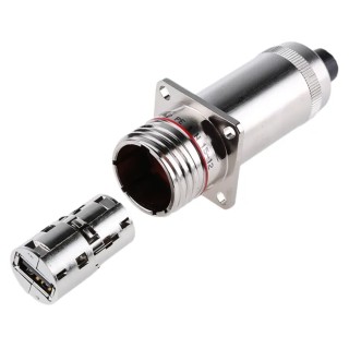 Amphenol Socapex USB Connector Panel Mount USB Type A Female 5A 5V IP68 USBFTV2PE1N