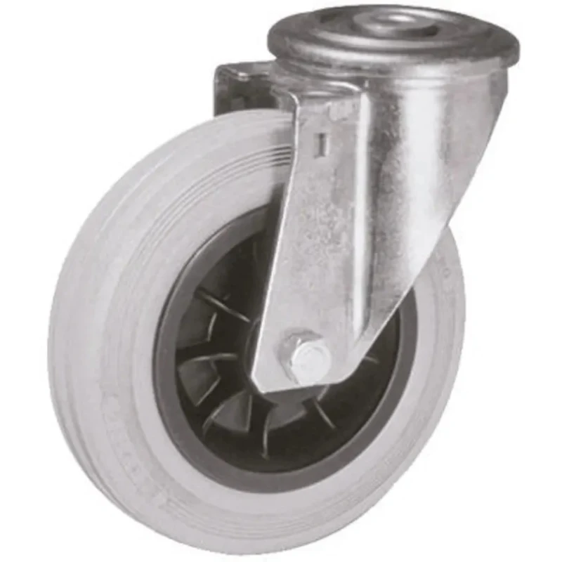 LAG Medium Duty Swivel Castor with Rubber Wheel, 125 mm Diameter, 110 kg Load Capacity, Thermoplastic Hub, Model 14312G FB