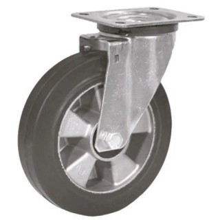 LAG Swivel Castor, 200 kg Load Capacity, 125 mm Rubber Wheel, Galvanised Steel Frame 16330