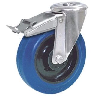 LAG Swivel Castor, 180 kg Load Capacity, 125 mm Diameter Rubber Wheel with Polyamide Hub 32509BFRFC