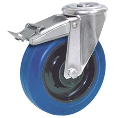 LAG Swivel Castor, 180 kg Load Capacity, 125 mm Diameter Rubber Wheel with Polyamide Hub 32509BFRFC