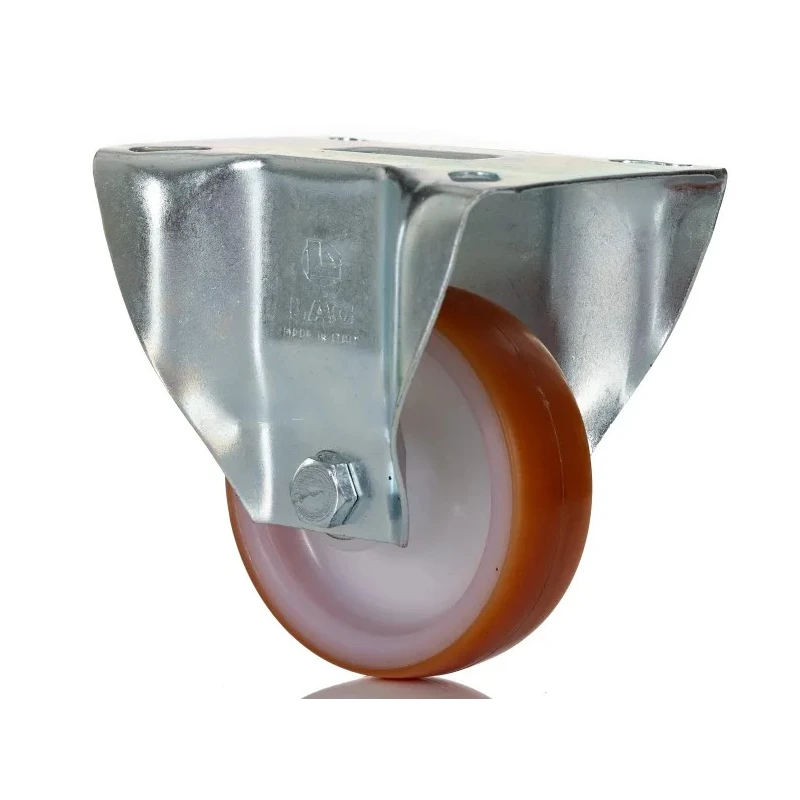 LAG Fixed Castor, 100 kg Capacity, 80 mm Wheel Diameter, Polyurethane Wheel, Galvanised Steel Frame, Model 22152