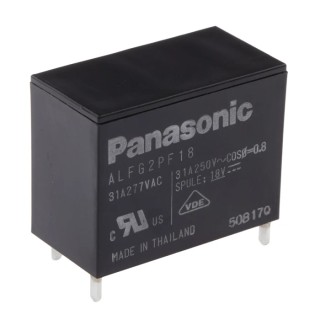 Panasonic PCB Power Relay SPST, 18V DC Coil Voltage, 31A Switching Current, Silver Alloy Contacts ALFG2PF18