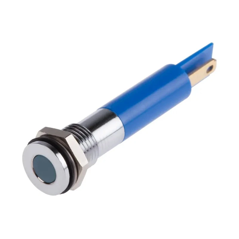 RS PRO Blue Panel Mount Indicator 12V DC 20mA Solder Tab Termination IP67 Flush Bezel 700-1678