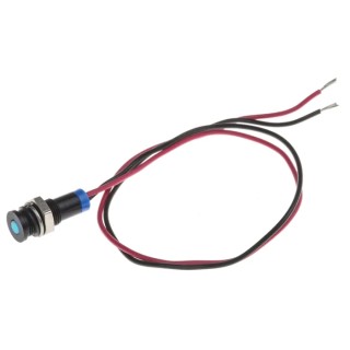 RS PRO Blue Panel Mount Indicator, 2V DC, 20mA, Lead Wire Termination, IP67, Flush Bezel 700-1858