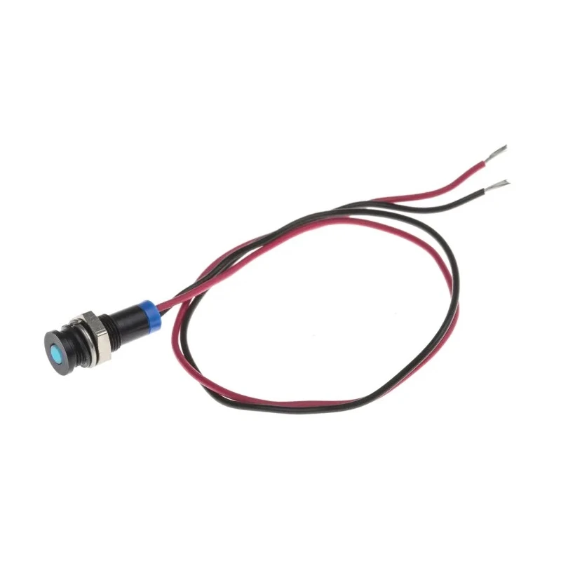 RS PRO Blue Panel Mount Indicator, 2V DC, 20mA, Lead Wire Termination, IP67, Flush Bezel 700-1858