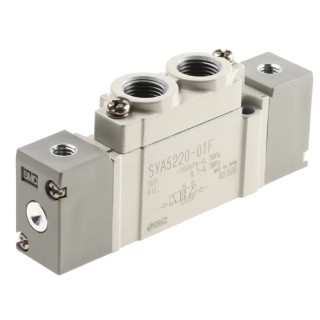 SMC Pneumatic Solenoid Valve Pilot G 1/8, 5 Ports, Aluminium Body, Nitrile Rubber Seal SY5000 