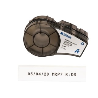 Brady Black on Black White Polyester Label Printer Tape, 19.05 mm Width x 19.05 mm Length, 6.4 m Tape Length M21-750-488