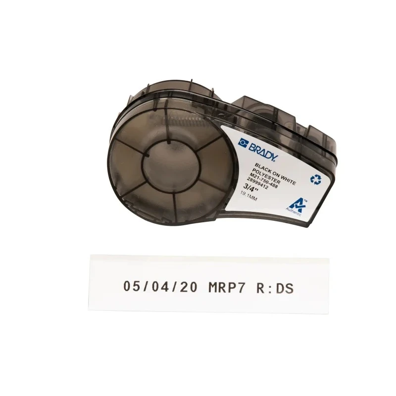 Brady Black on Black White Polyester Label Printer Tape, 19.05 mm Width x 19.05 mm Length, 6.4 m Tape Length M21-750-488