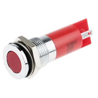 RS PRO Red Panel Mount Indicator 12V dc 20mA Solder Tab Termination IP67 Flush Bezel 703-8816