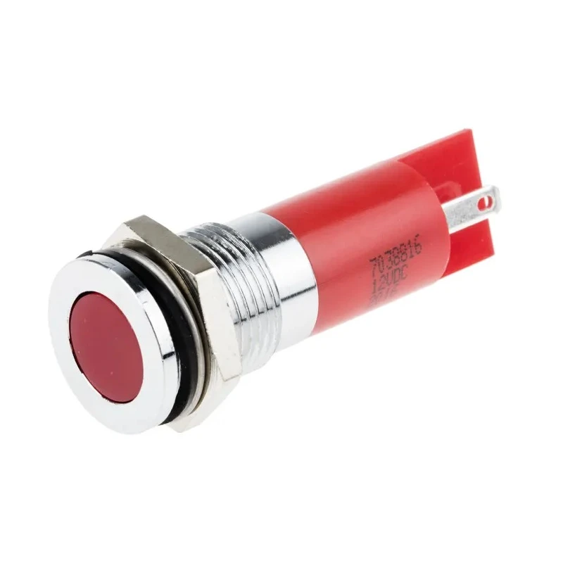 RS PRO Red Panel Mount Indicator 12V dc 20mA Solder Tab Termination IP67 Flush Bezel 703-8816