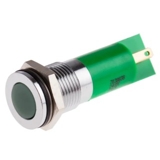 RS PRO Green Panel Mount Indicator 24V dc 20mA Solder Tab IP67 Flush Bezel 703-8838