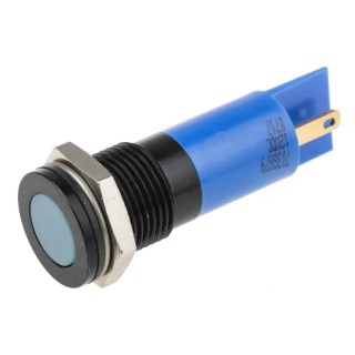RS PRO Blue Panel Mount Indicator 12V DC 20mA Solder Tab IP67 Flush Bezel 703-8879
