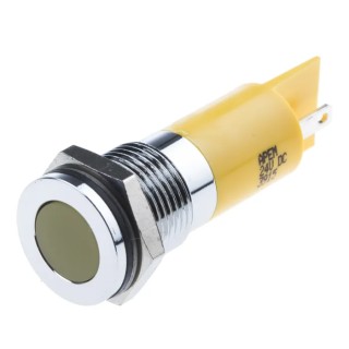 RS PRO Yellow Panel Mount Indicator 24V DC 20mA Solder Tab Termination IP67 Flush Bezel 703-8831